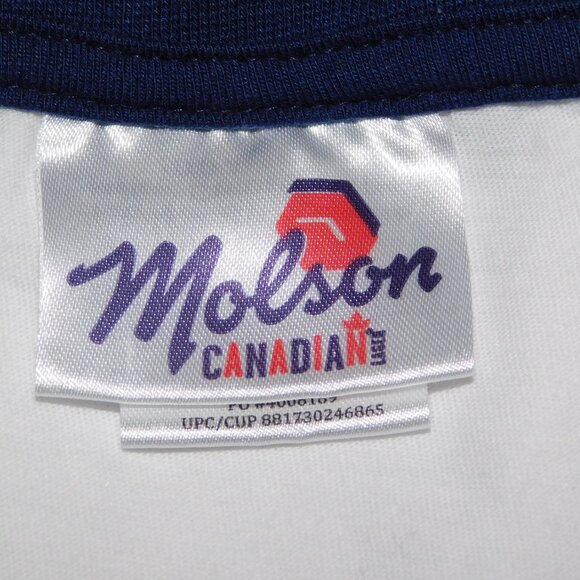 Molson Canadian Beer Mens M Short Sleeve Raglan Baseball Shirt Blue White - Picture 5 of 10